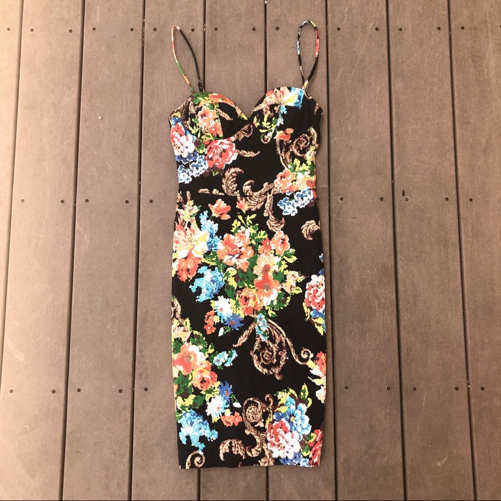 Black Floral Cocktail Dress M